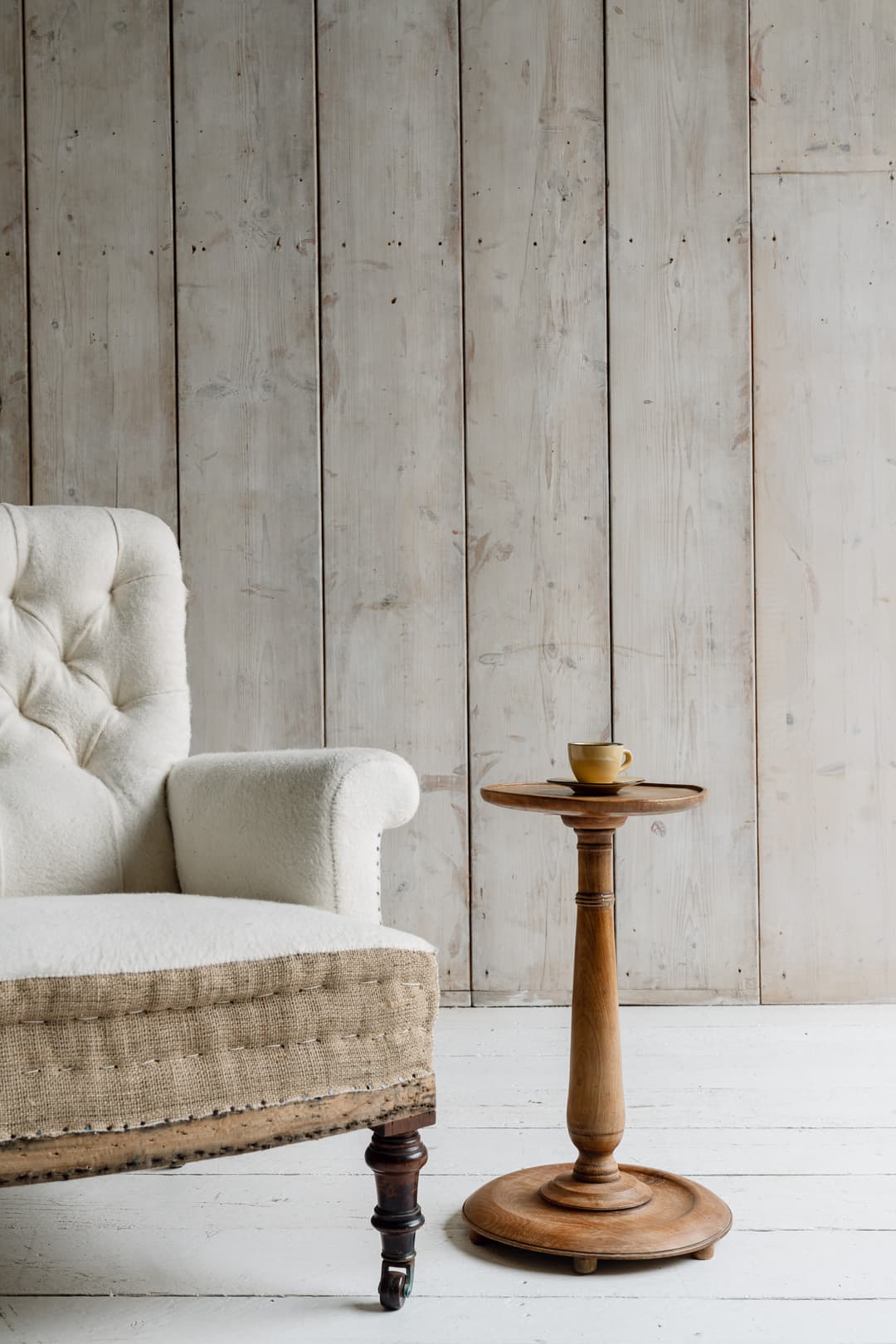 French Mid-Century Turned Elm Occassional Table