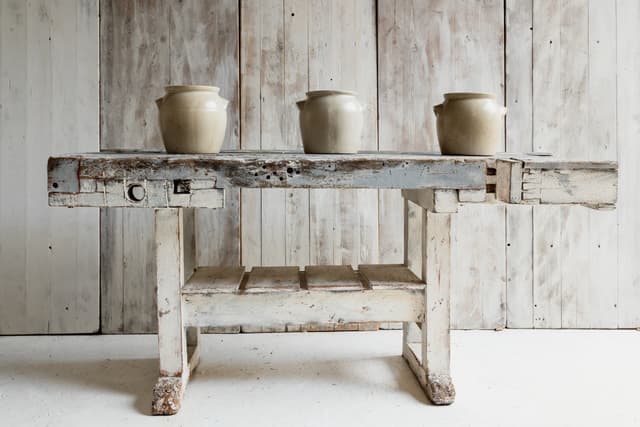 Powder Blue and White French Rustic Workbench