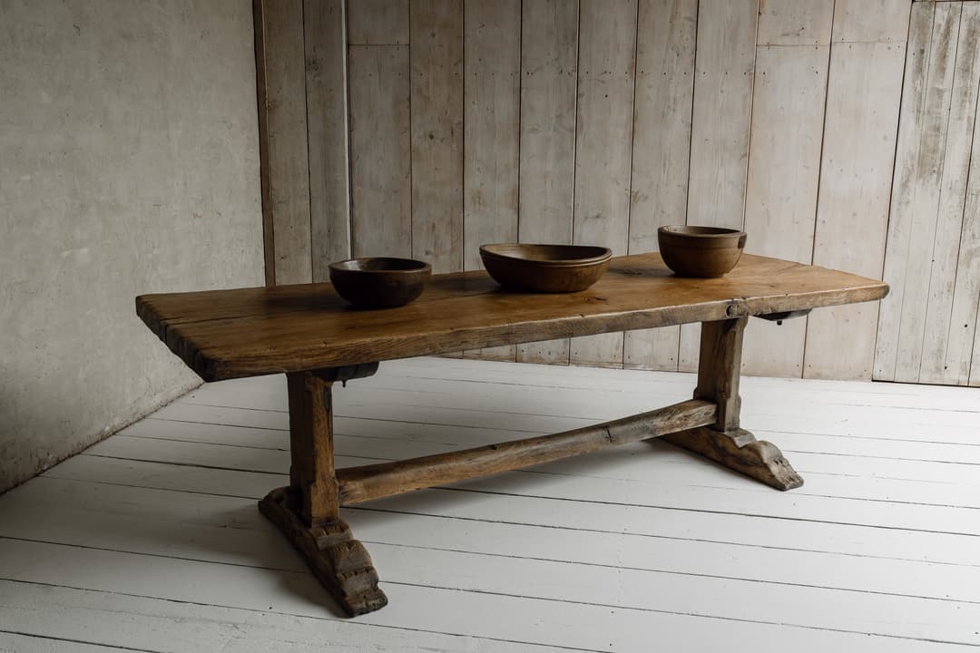 Rare Italian Monoxyl Oak Table, 18th Century