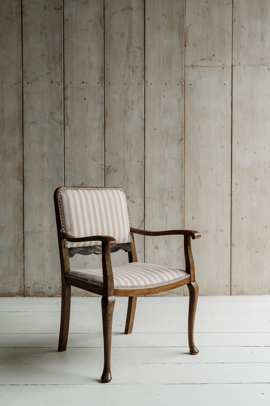 English Oak Armchair with Chinoiserie Decoration, Circa 1820-1840