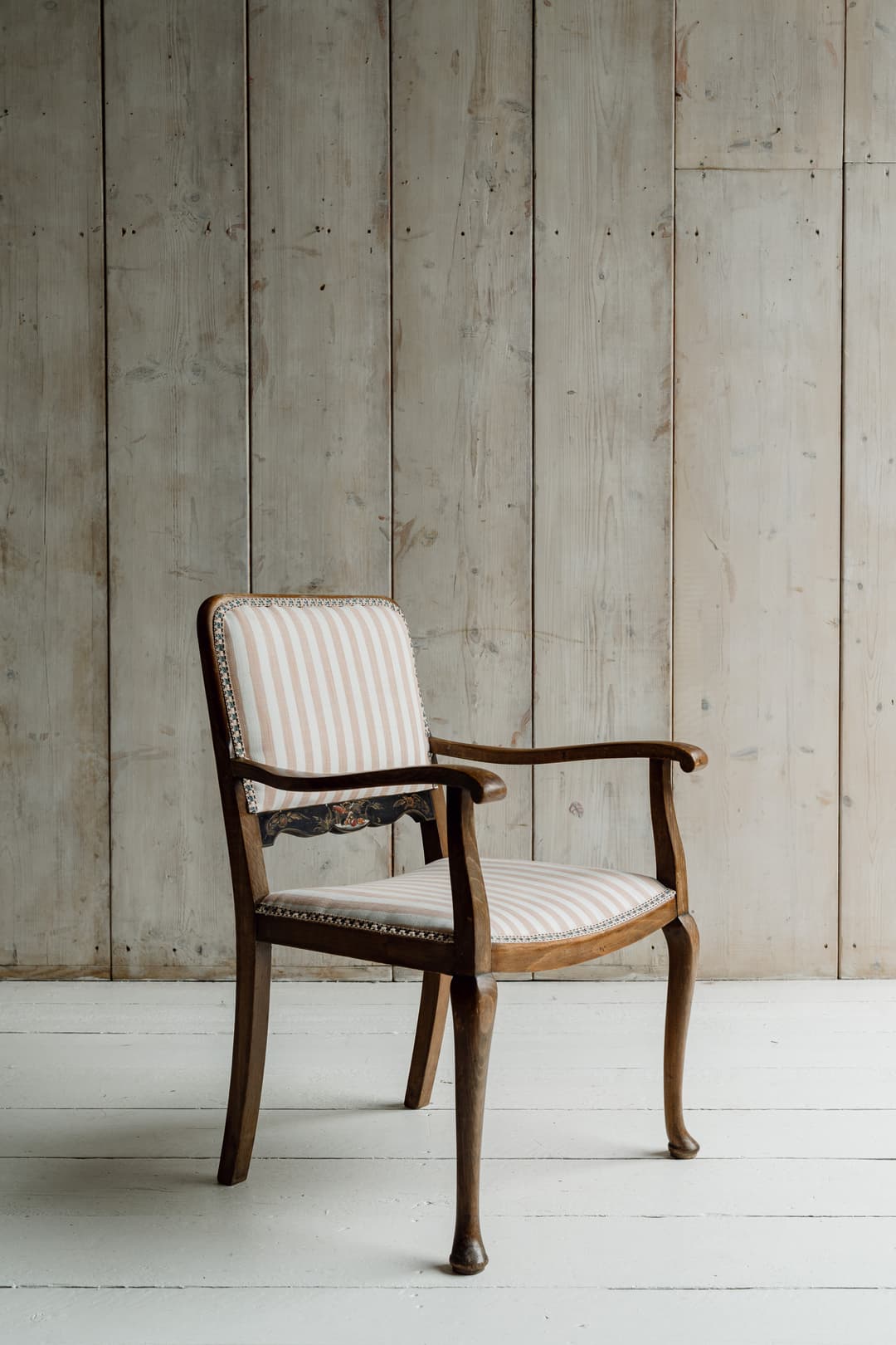 English Oak Armchair with Chinoiserie Decoration, Circa 1820-1840