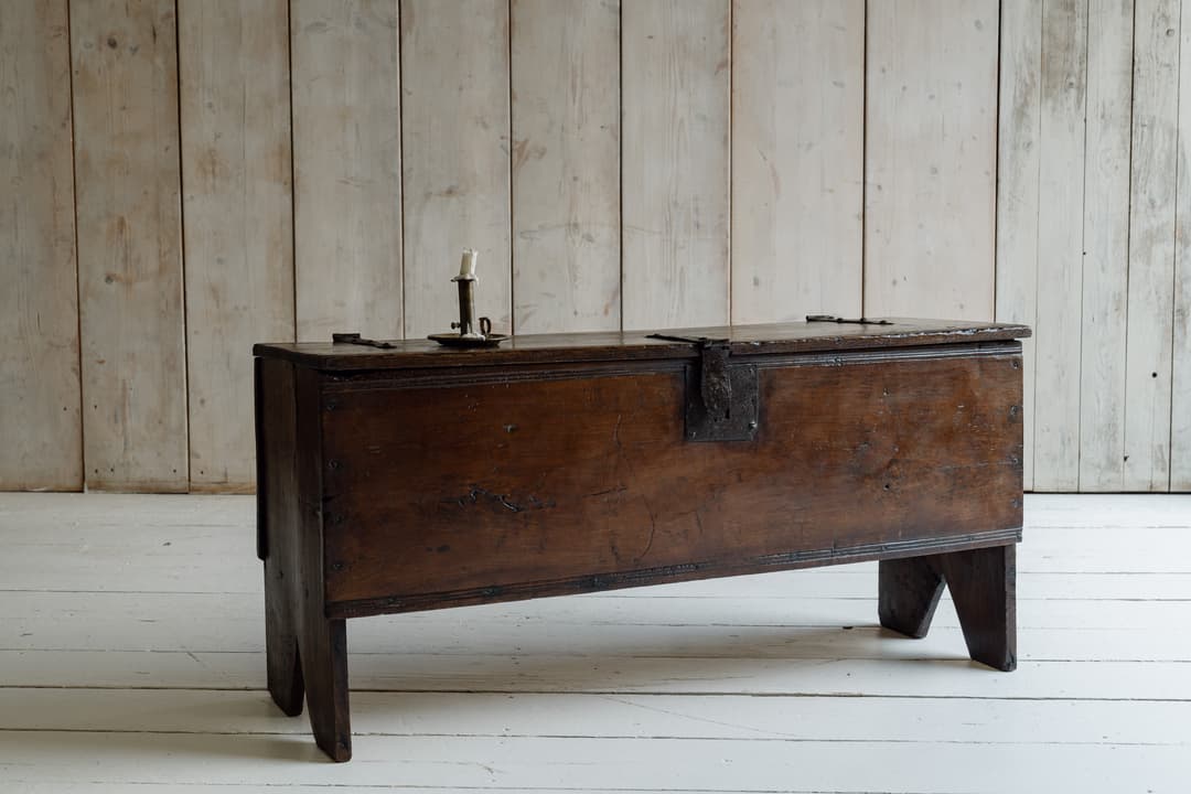 English Six-Plank Oak Coffer, Circa 1700