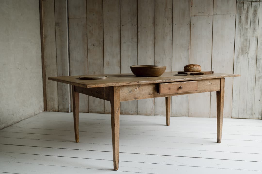 Large Italian Pine Framhouse Table, c.1880